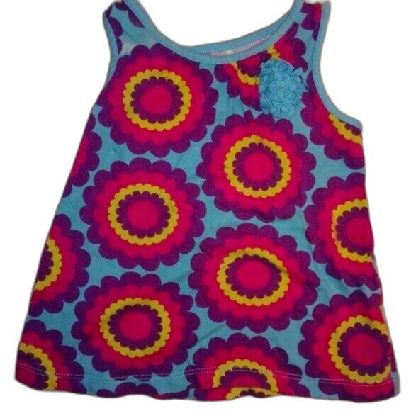 Circo Baby Girl Tanktop in Teal Pink Purple Yellow Boho Flower Power Size 12m - Picture 1 of 8